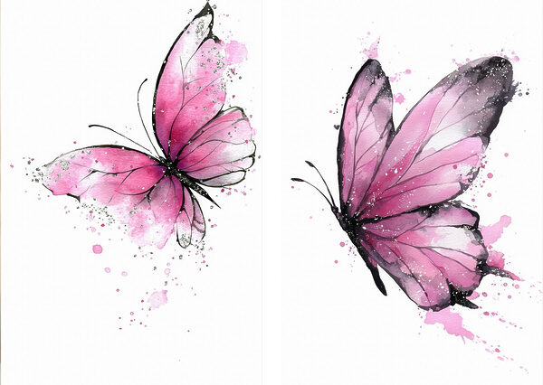 Two butterflies with pink wings