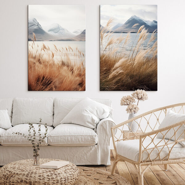 Gentle waves meet golden grasses