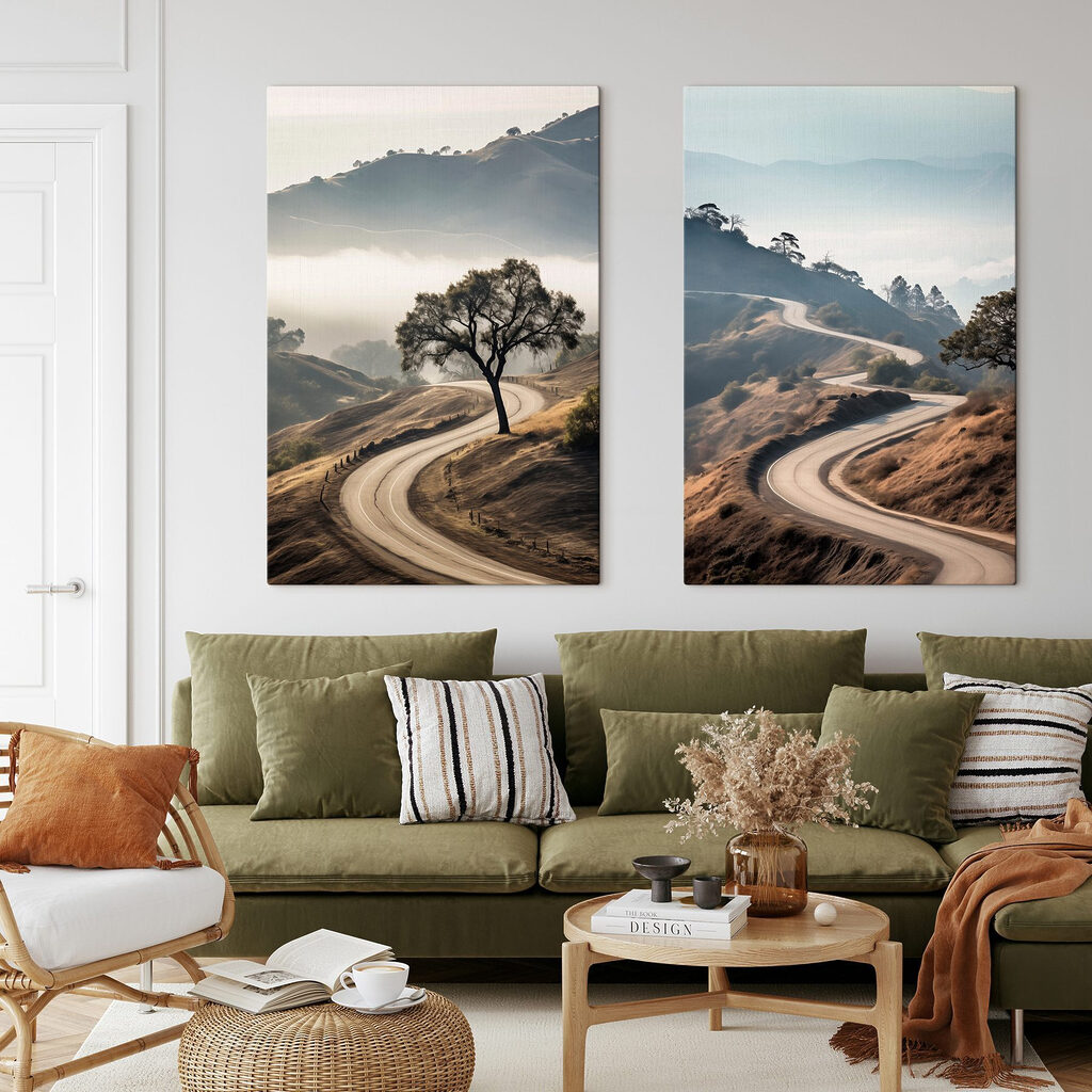 Winding road with a tree on it