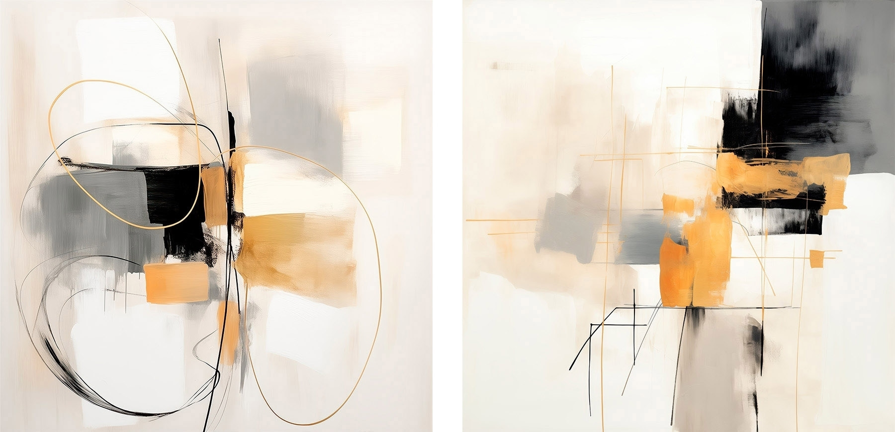 Two paintings of different colors
