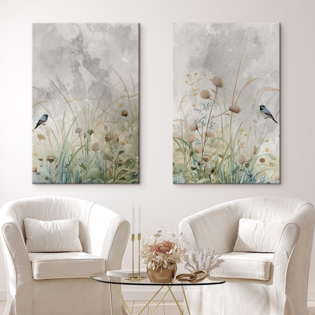 Painting of flowers and grass