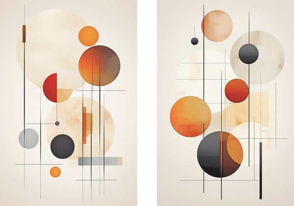 Couple of images of circles and lines