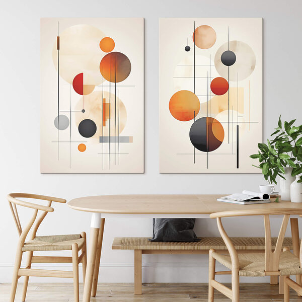 Couple of images of circles and lines