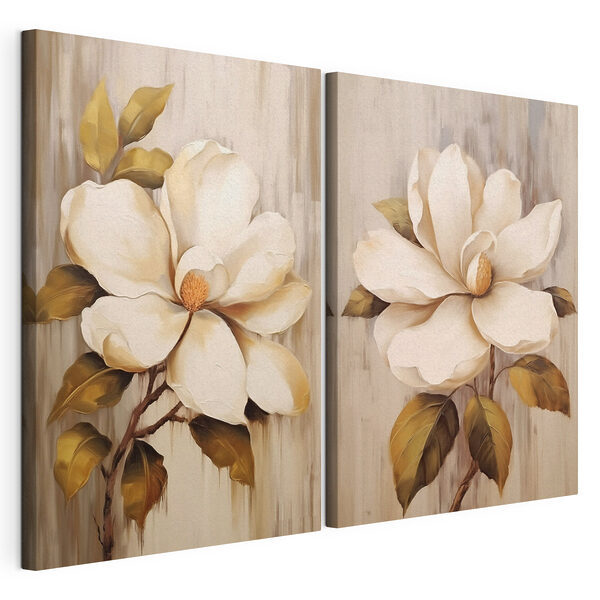Painting of flowers on a wood surface