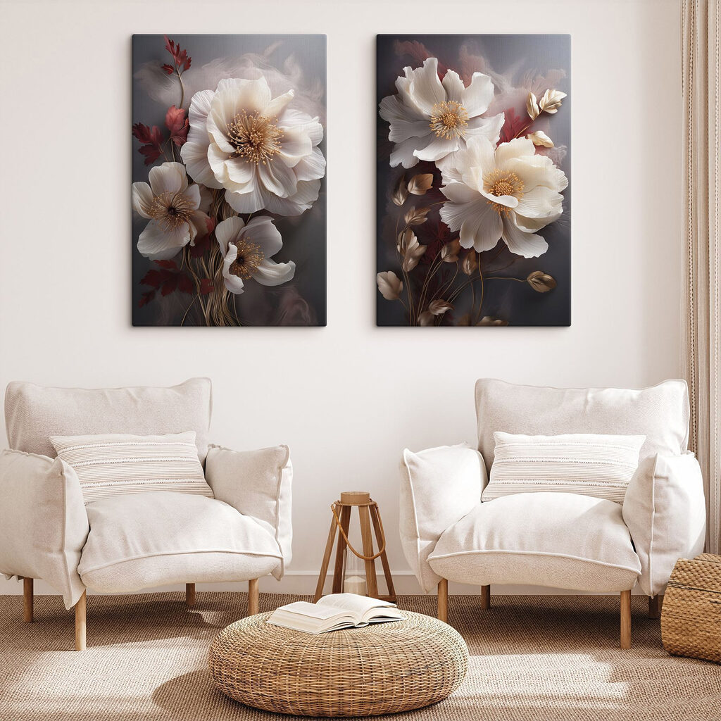 - Elegant blooms in gentle hues