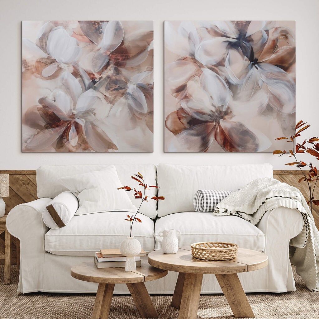 Painting of flowers on canvas