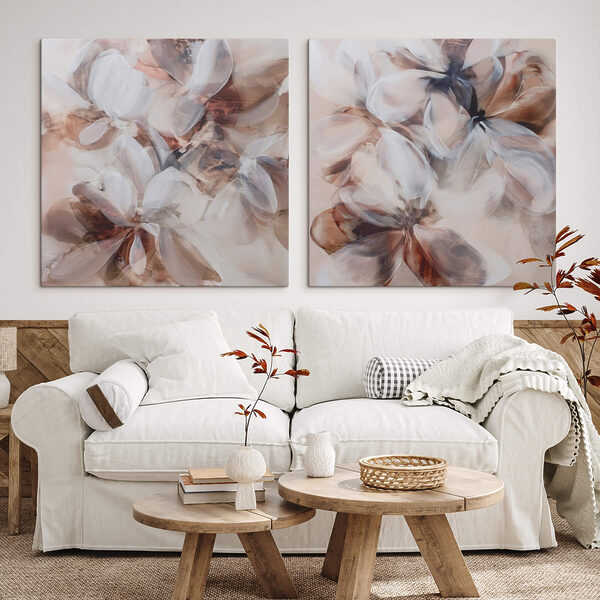 Painting of flowers on canvas