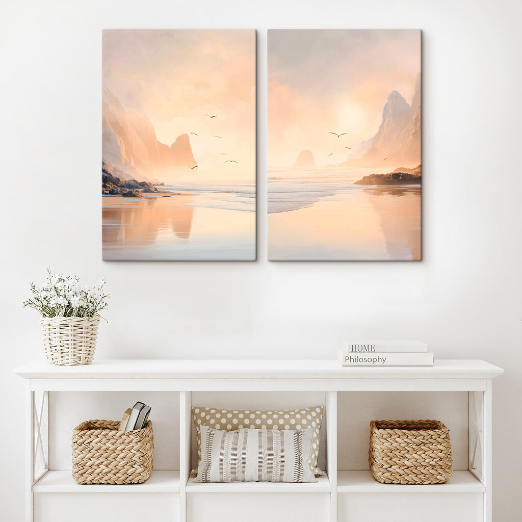 Beach with mountains and a body of water