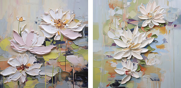 - Elegant blooms in soft pastel hues