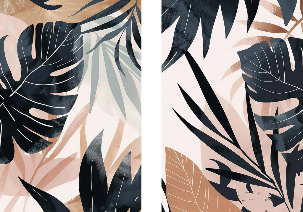 - Tropical foliage in soft colors