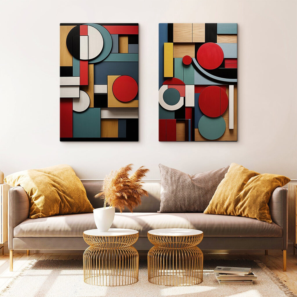 Collage of different colored shapes