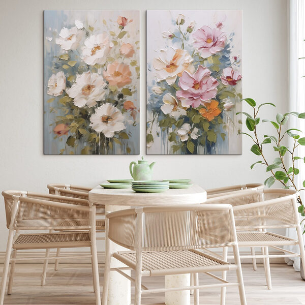 Painting of flowers on canvas