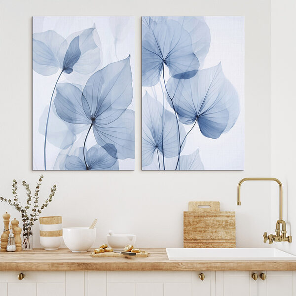 Delicate blue leaves in soft hues