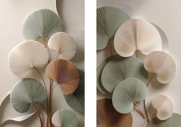 Elegant paper leaves in soft tones