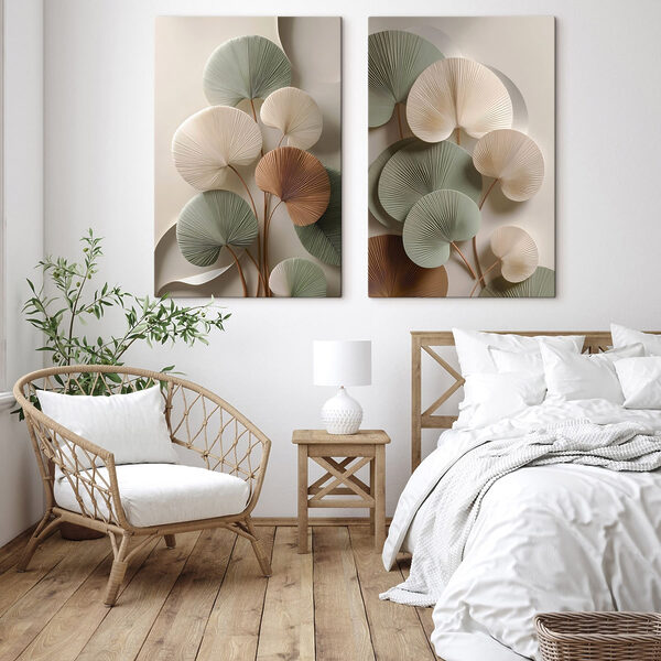 Elegant paper leaves in soft tones