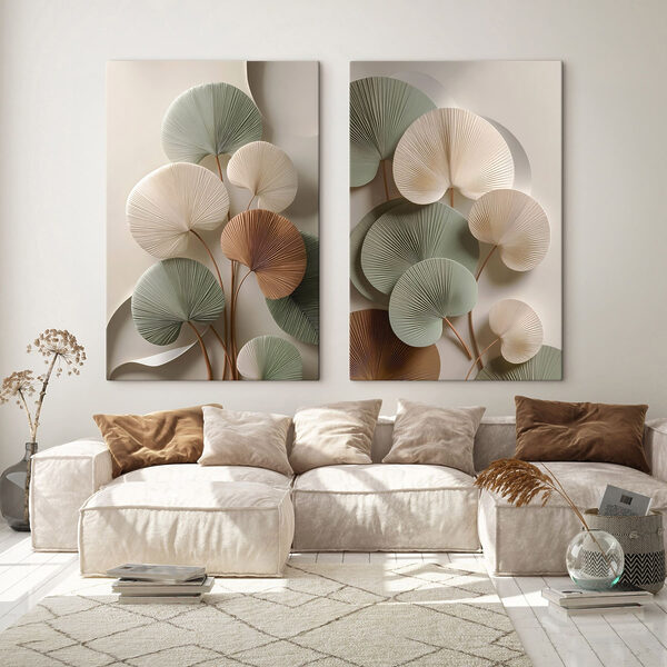 Elegant paper leaves in soft tones