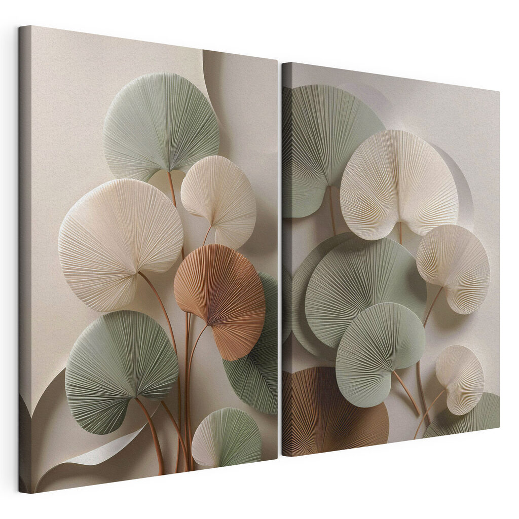 Elegant paper leaves in soft tones