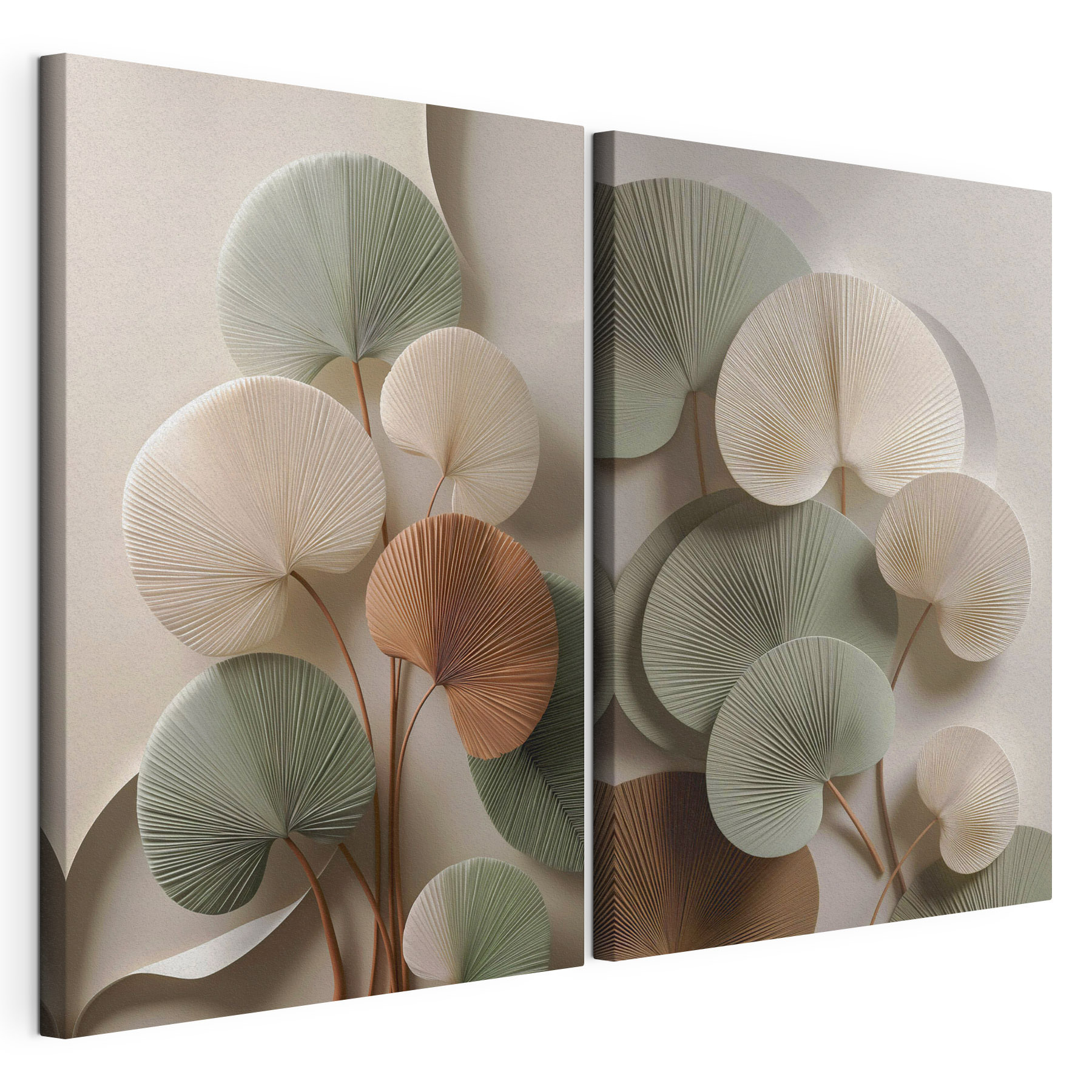 Elegant paper leaves in soft tones