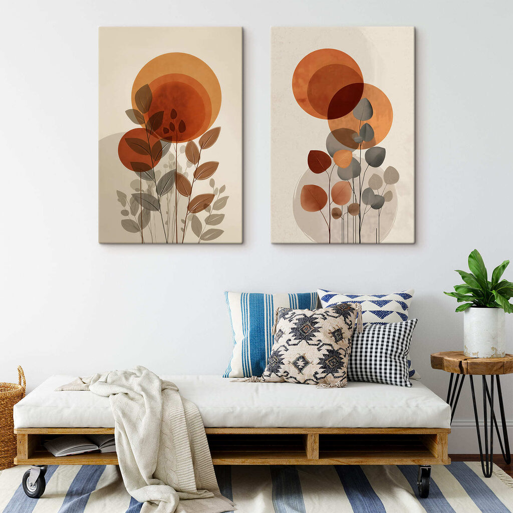- Vibrant circles with leafy accents