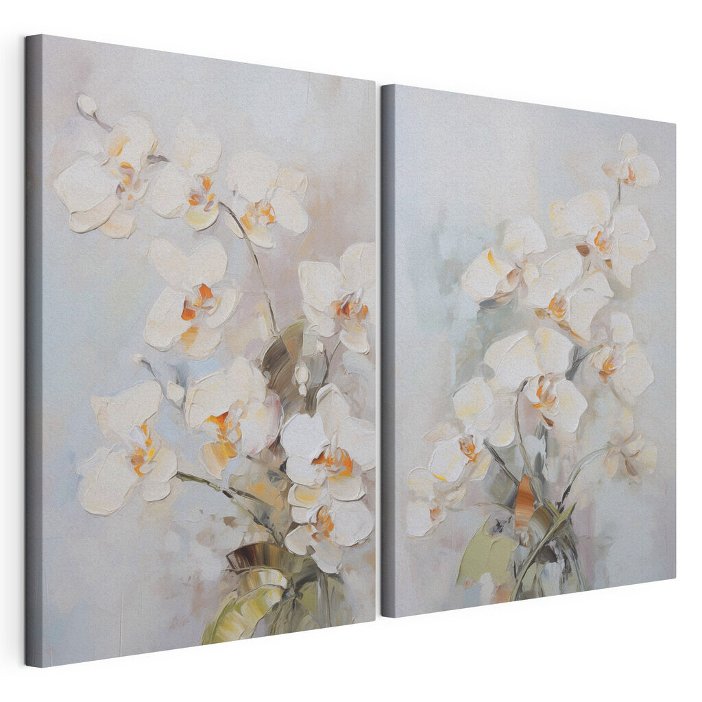 Painting of flowers on a grey background