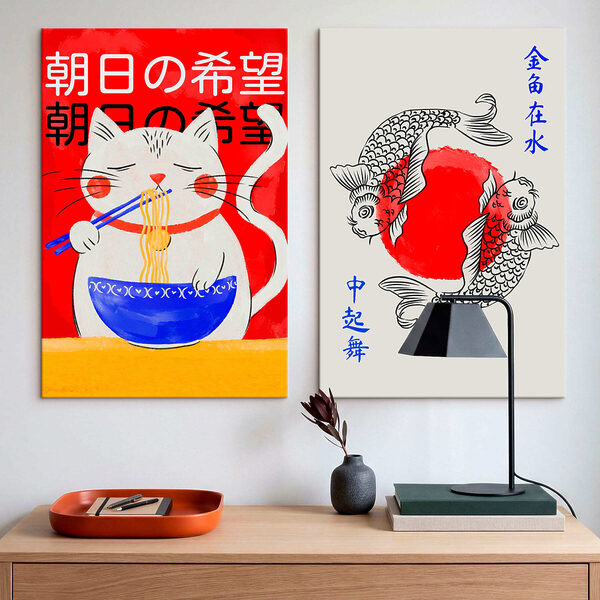 Cat and fish drawing