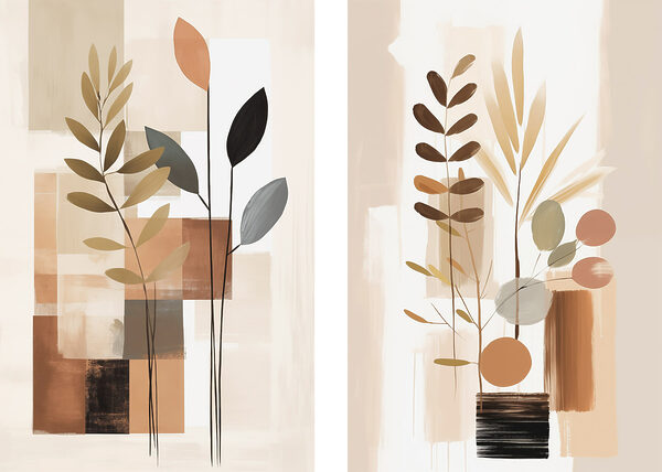 Painting of plants and squares