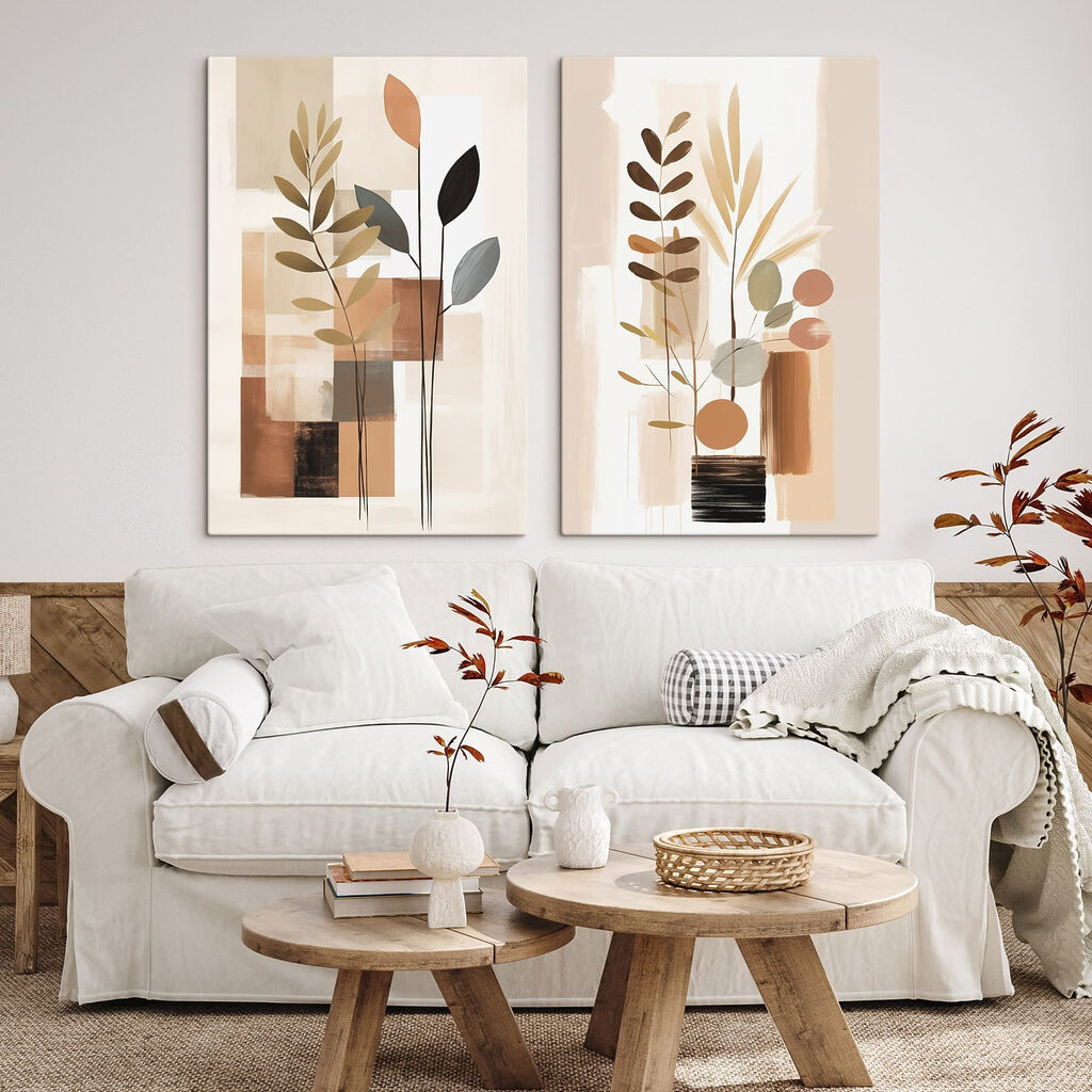 Painting of plants and squares