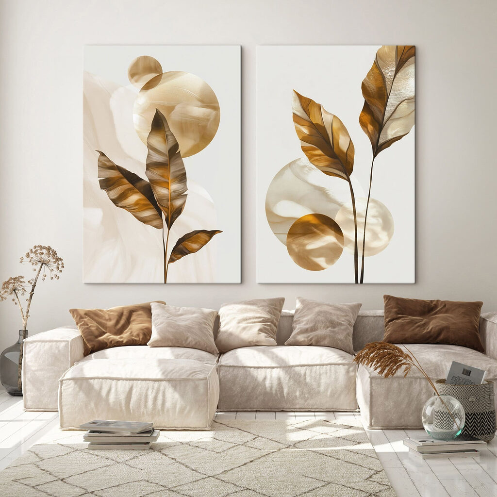 - Organic shapes in earthy tones