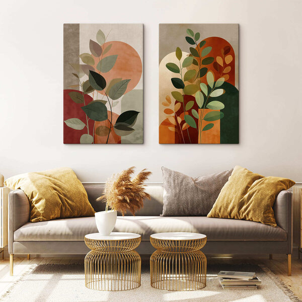 Painting of leaves and a sun