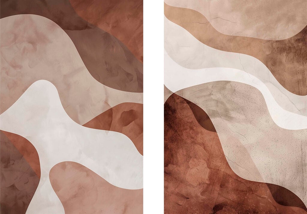 - Soft curves in earthy tones