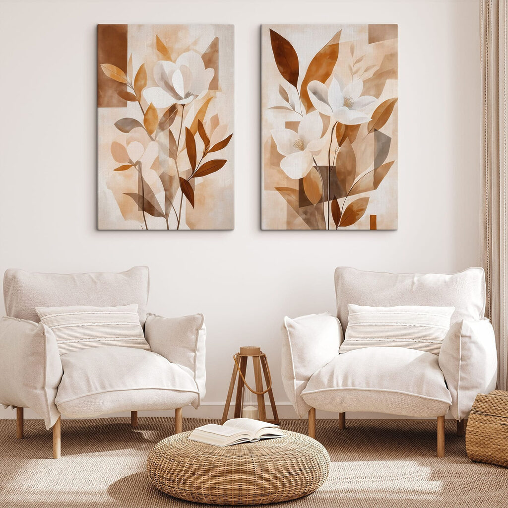 Painting of flowers and leaves