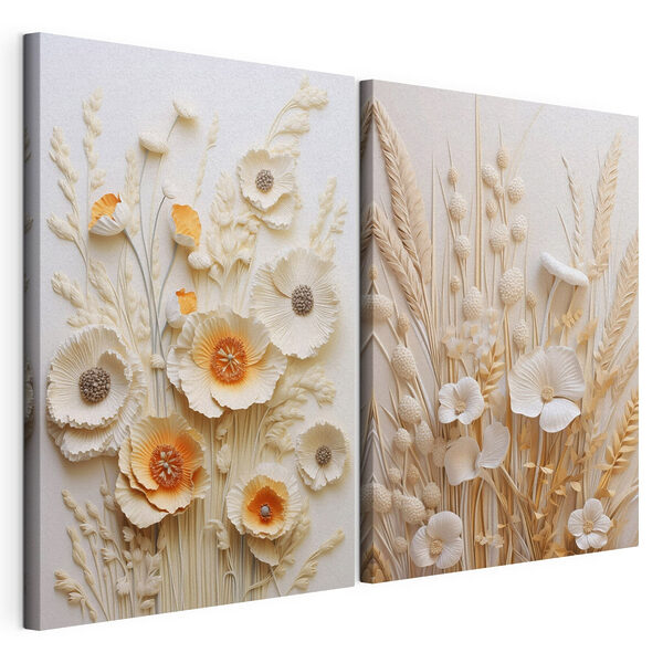 Collage of flowers and wheat
