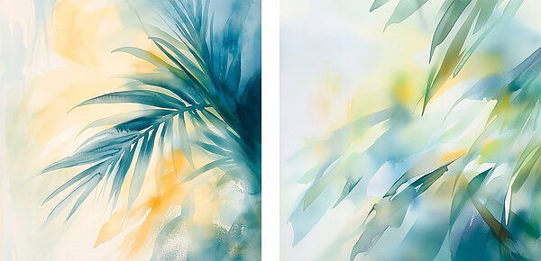 Watercolor painting of leaves
