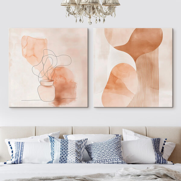 Two paintings of a vase and a vase with a light bulb