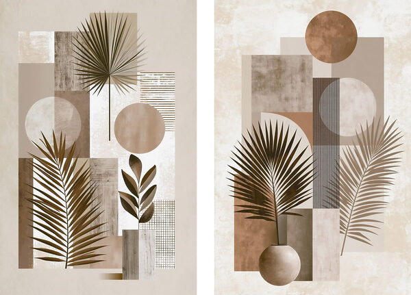 Pair of art pieces of plants