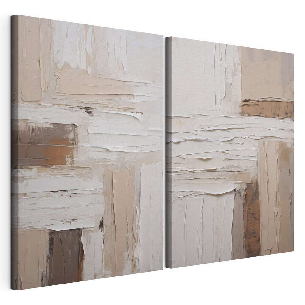 Collage of white and brown paint