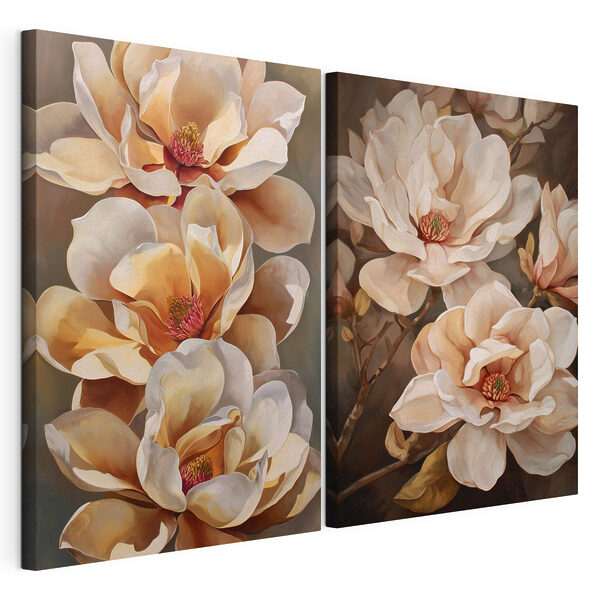 Painting of flowers on a branch