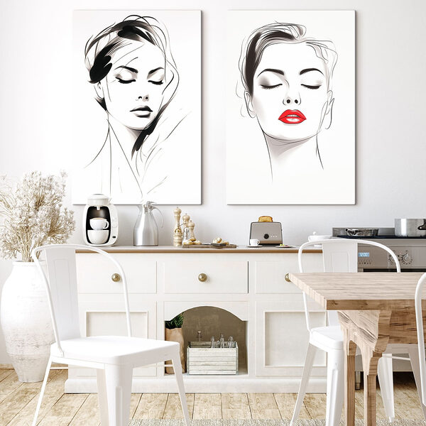Woman's face with red lips