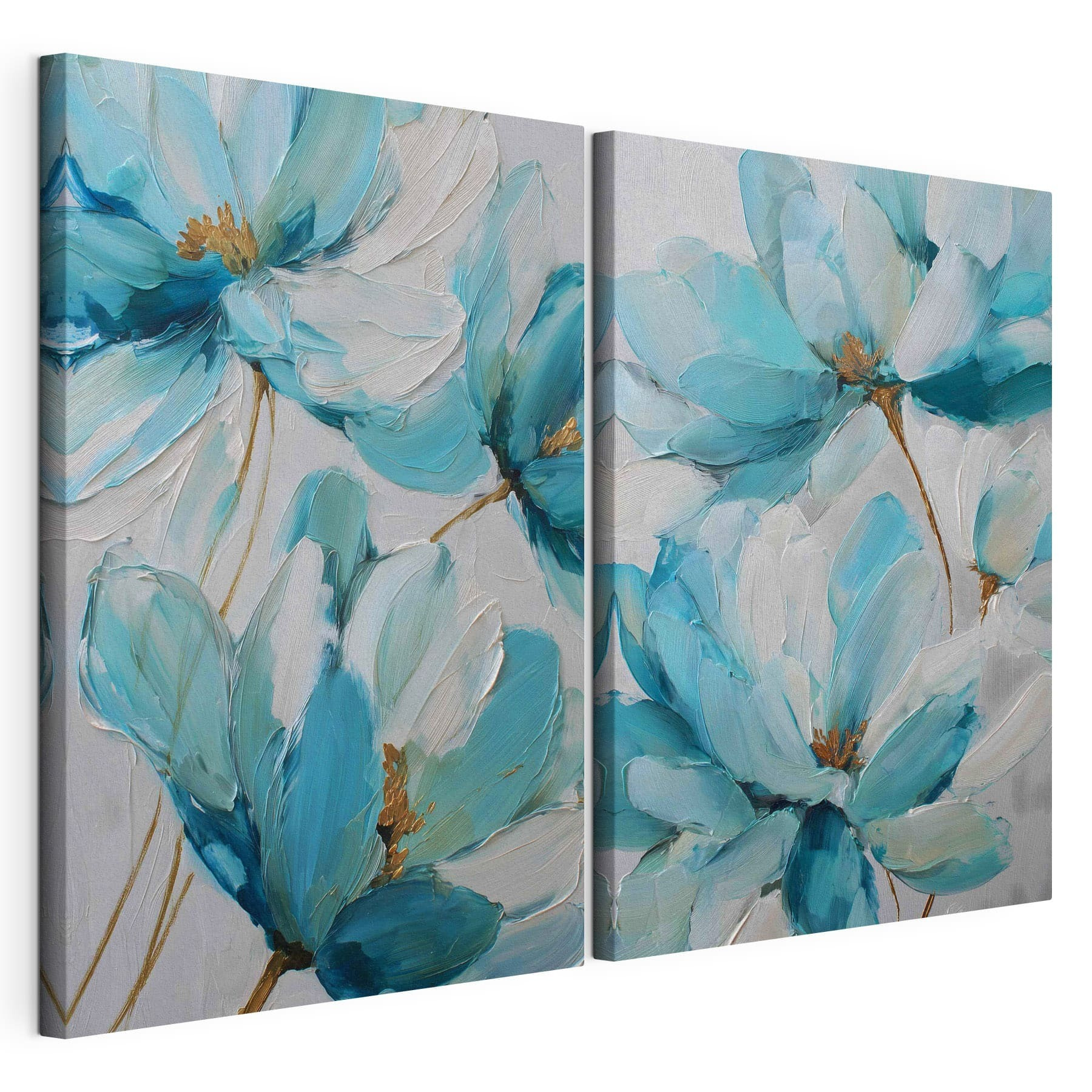Vibrant blossoms in soft blue hues