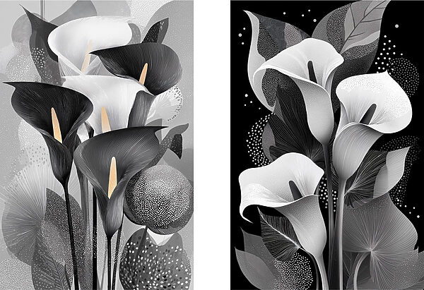 Delicate blooms in monochrome elegance