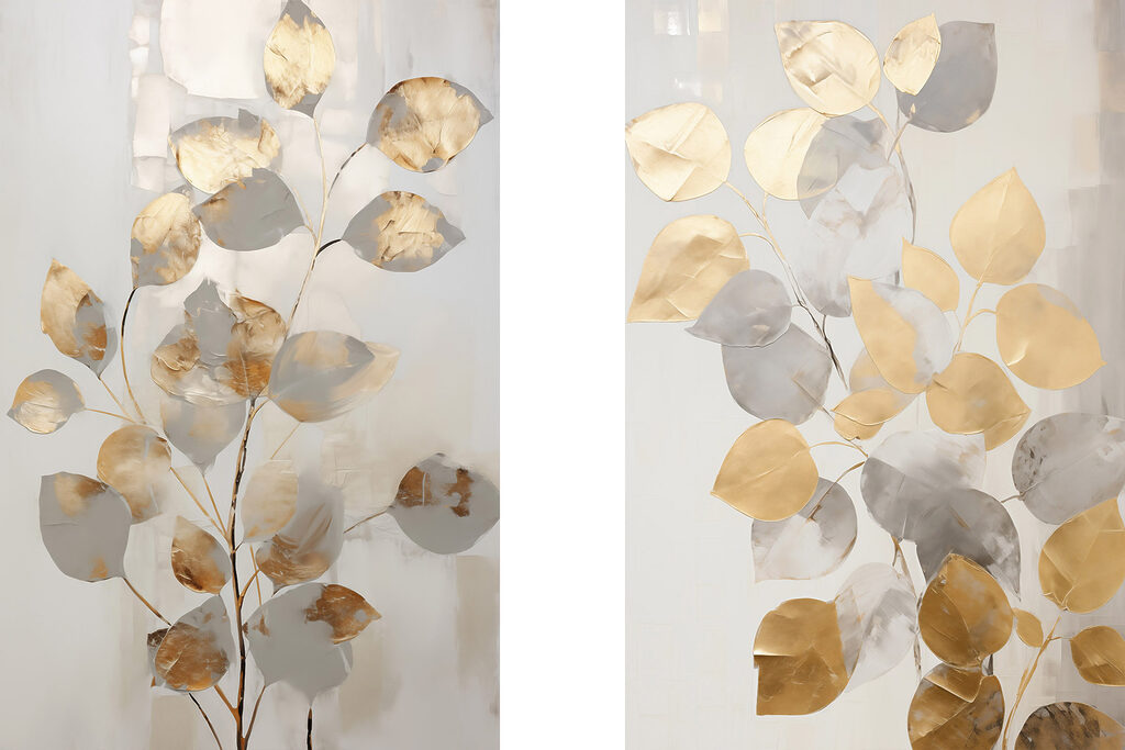 - Elegant leaves in soft hues