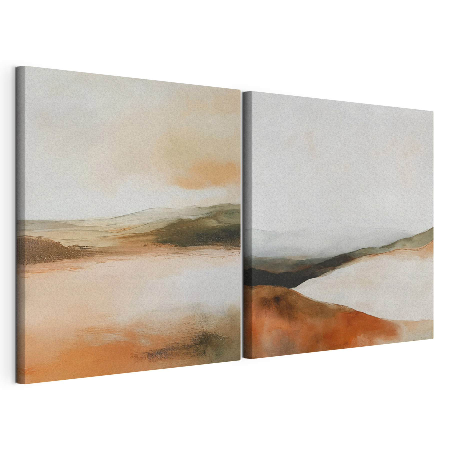 Two paintings of hills and hills