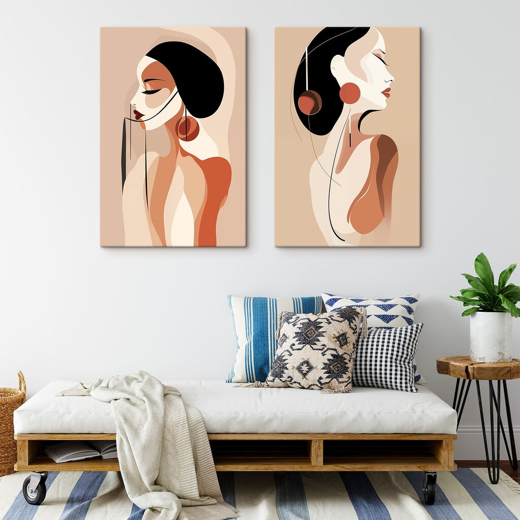 Woman with black hair and earrings