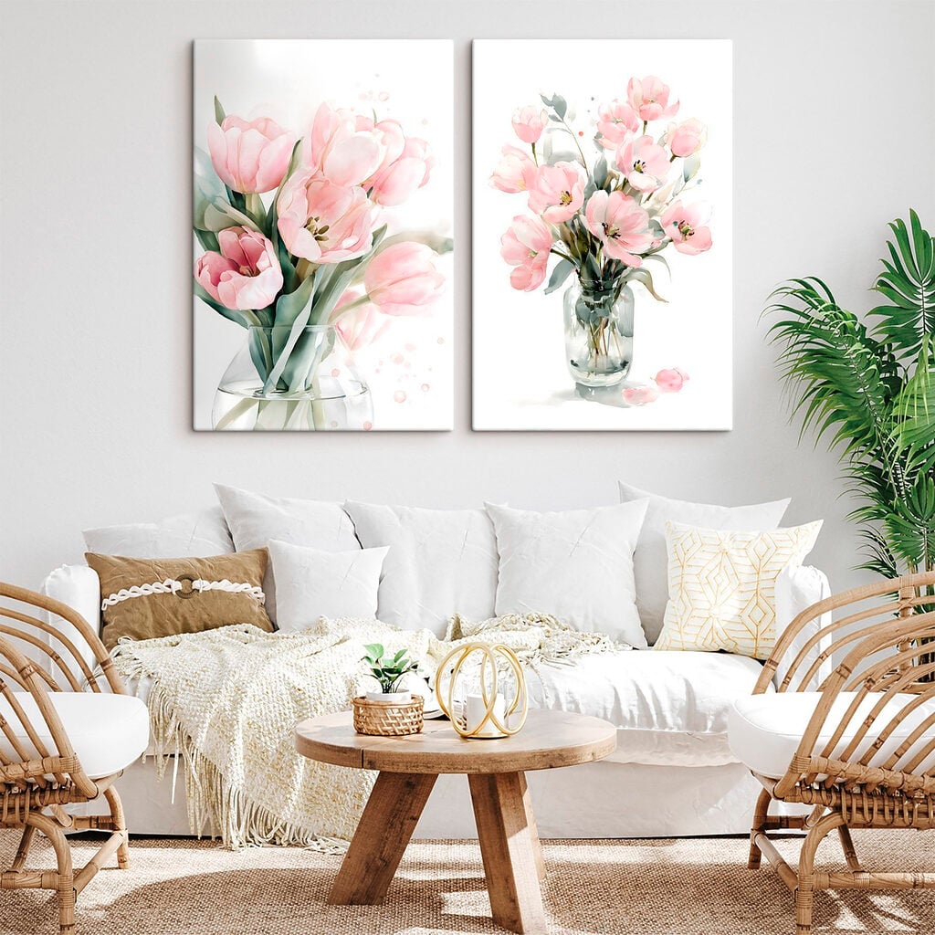 Couple of pink flowers in a vase