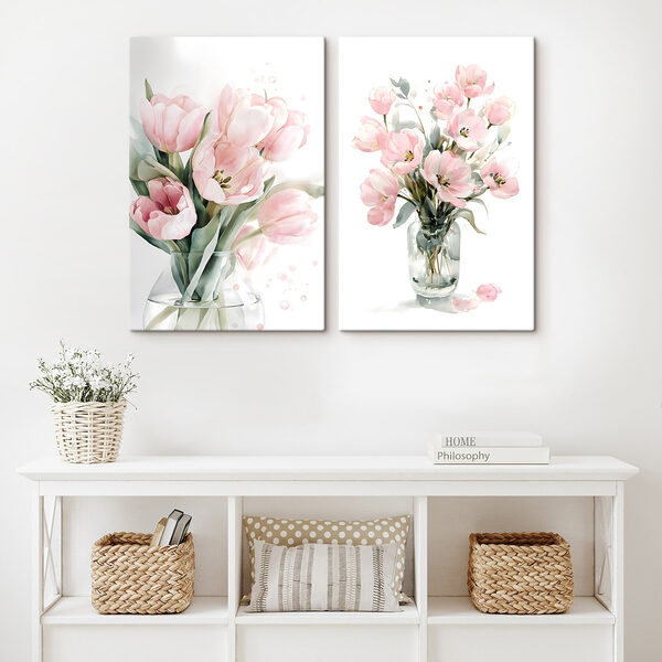 Couple of pink flowers in a vase