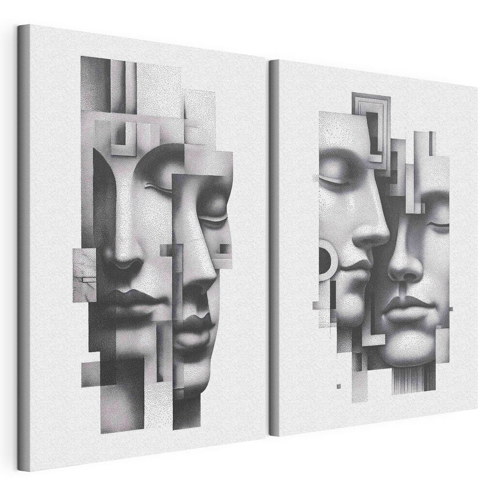 Ethereal faces in abstract alignment
