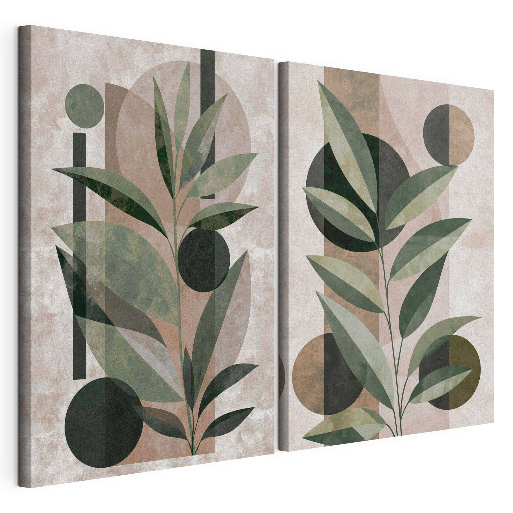- Elegant leaves entwined with geometric shapes