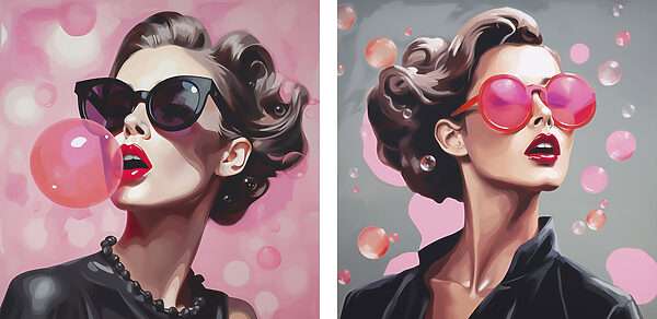 Collage of a woman wearing sunglasses