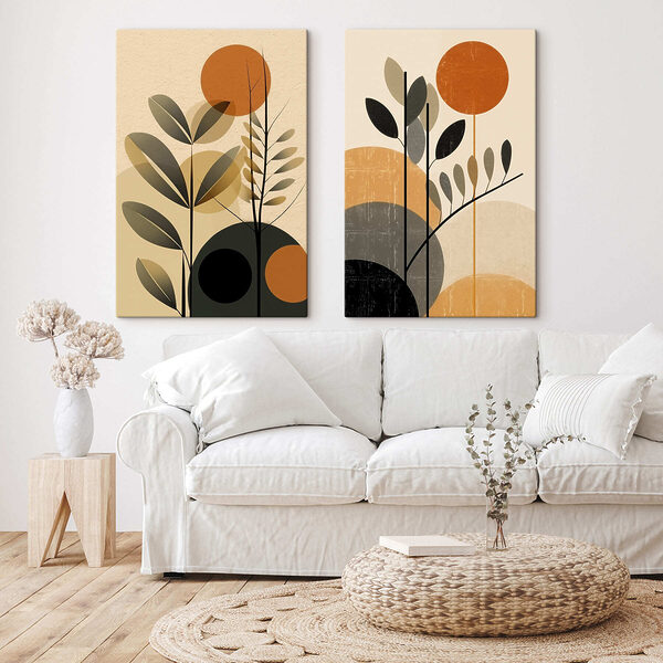 Two images of plants and circles