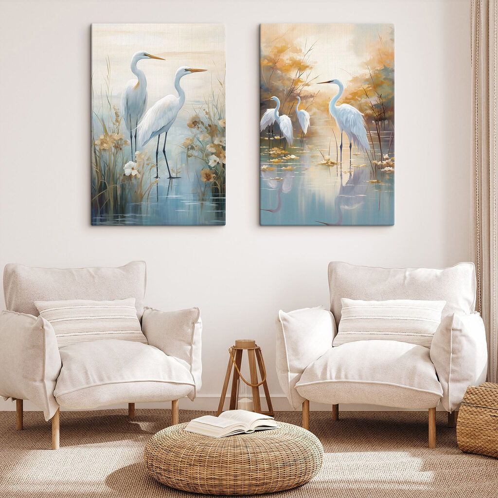 Couple of white birds in water